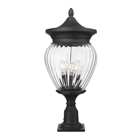 Z-Lite Davina 4 Light Outdoor Pier Mounted Fixture, 12in. W x 27.25in. H, Black 5016PHBR-533PM-BK